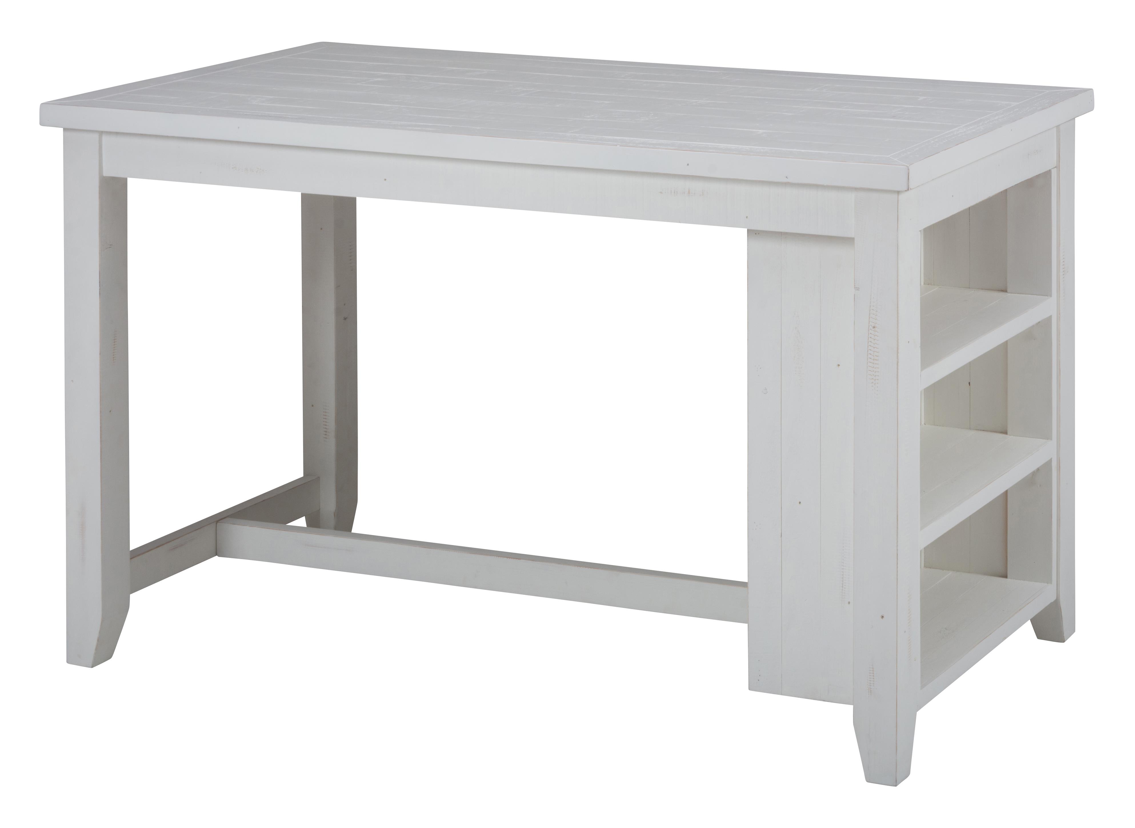 Island Nook Reclaimed Pine Counter Height Table with 3 Shelf Storage